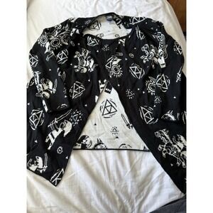 Hot Topic Black White Zelda, Link Open Front Cardigan Women's Size S EUC A28